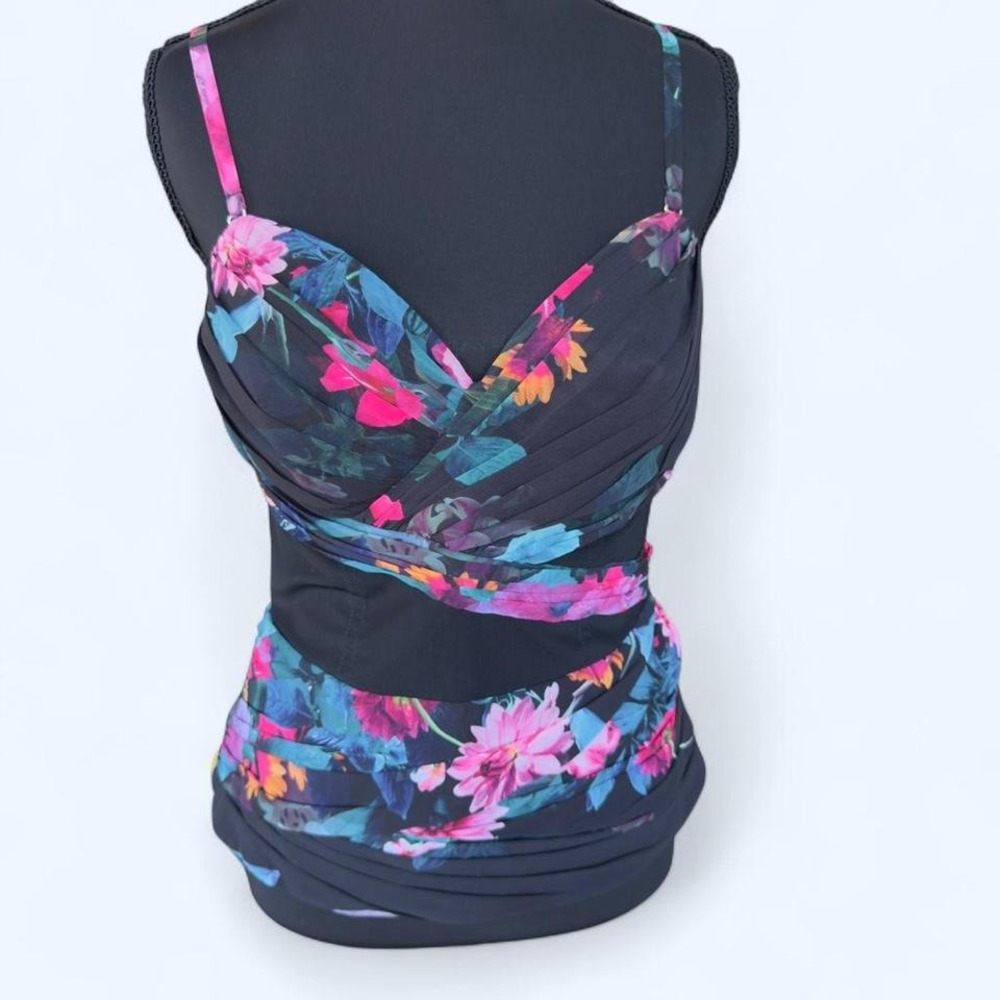 Y2K whimsy goth floral mesh‎ corset top